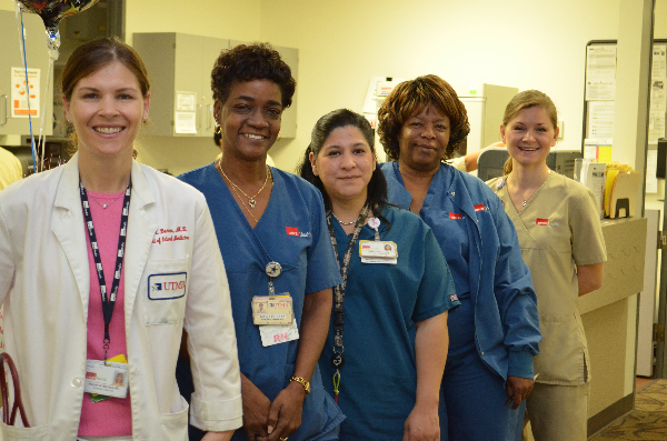 Dr. Megan Berman, nurses Terri Bryan, Linda Salazar, Liz Leigh and medical assistant Brandi Norwood.