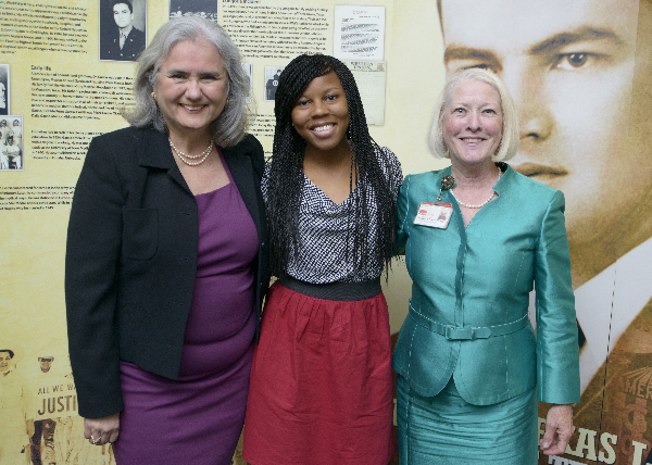 Dr. Hector Garcia’s daughter, Cecilia Garcia Akers, Ariel M. Morrow and Dr. Betty Protas,vice president and dean of the UTMB School of Health Professions. 
