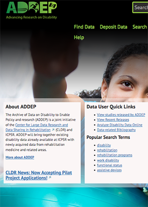 screen shot of ADDEP website