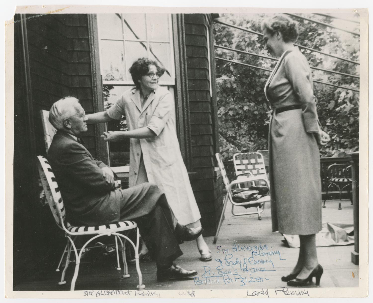 Doris Appel, center, with Sir and Lady Alexander Fleming, n.d.