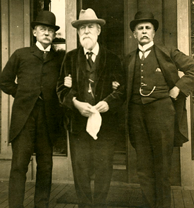 John Collins Warren, Henry Pickering Bowditch, and William Osler on Bowditch's Front Steps in Boston, 1909