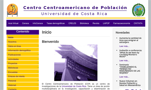 Central American Center of Population website