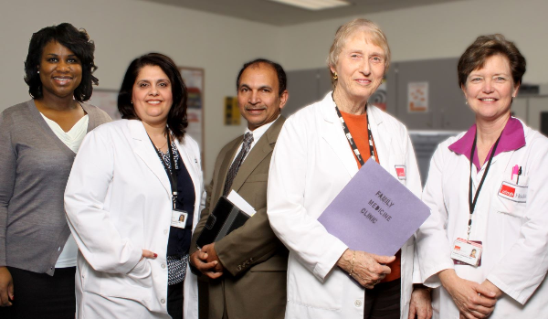 Left to Right:  Tricia C. Elliott, MD – Family Medicine Vice Chair for Clinical Affairs; Hanan Hussein, MD – Family Medicine Clinic – Island East Medical Director; Syed Azhar, MD – Family Medicine Clinic – Dickinson Medical Director; Barbara Thompson, MD – Family Medicine Chair; Angela Shepherd, MD – Family Medicine Clinic – Island West Medical Director.