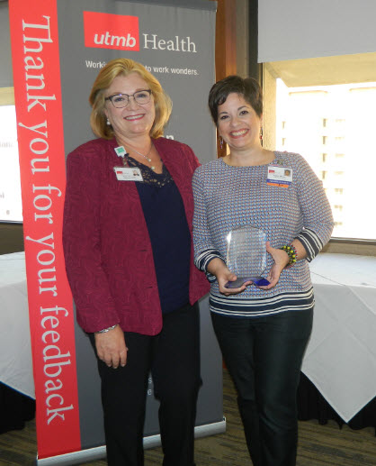 Ann O’Connell presents the Ambulatory Always Award to Kristi Morgan Turner (practice manager)