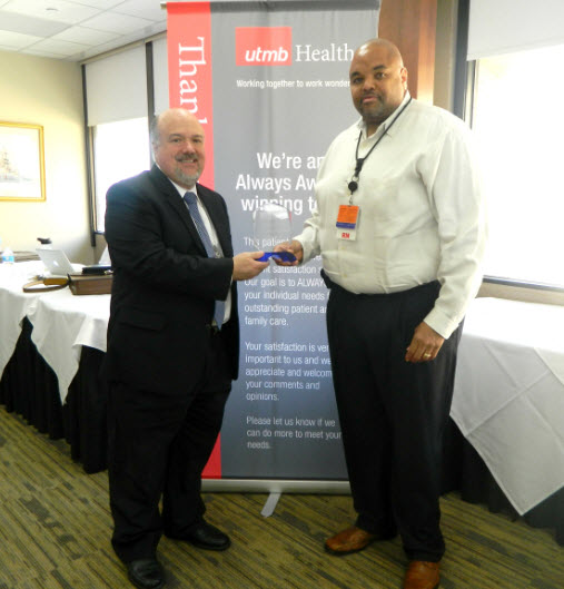 David Marshall presents the Inpatient Always Award to J5D representative Leon McGrew