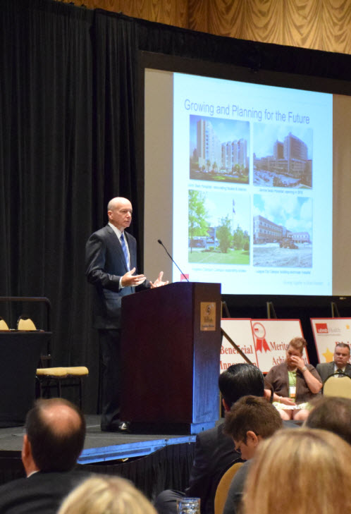 UTMB President Dr. David L. Callender speaks during the first Town Hall On the Road event, held as part of the CMC Summer Conference on Sept. 2 in Houston.