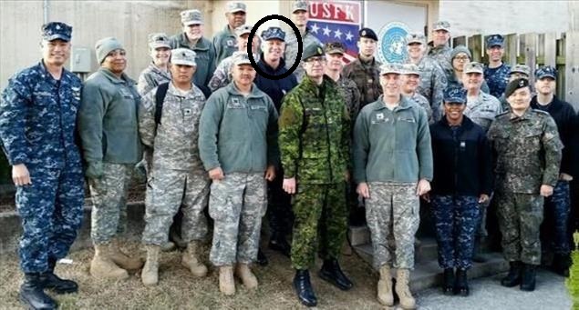 Lt. Coates (circled) along with members of the Army, Navy, Marine Corps and Air Force with allied counterparts from the Republic of Korea, Canada and France during Key Resolve 2015 in South Korea