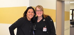 ER Nurse Kelly Ferguson (right) with former preceptor, ER Nurse Emily who impacted her decision to join the ER department.