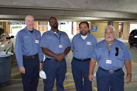 UTMB President Spends Time with Parking Controllers
