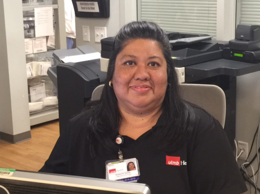 Rosana Gomez is a patient services specialist at the Orthopaedic Clinic at the Specialty Care Center in League City