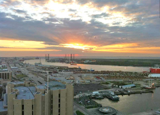 The view of the Galveston Ship Channel from the hospital.