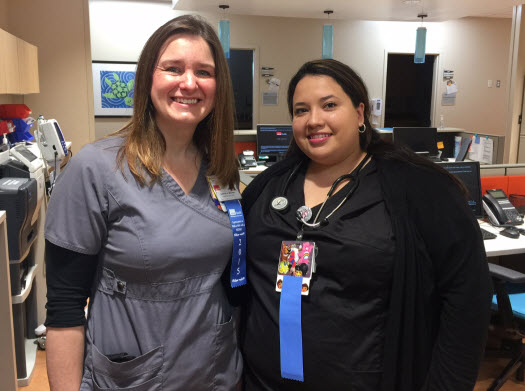 Deb McGrew and Rachel Lizardo, a nurse clinician at the Pediatric Primary and Urgent Care, Island West Clinic. 