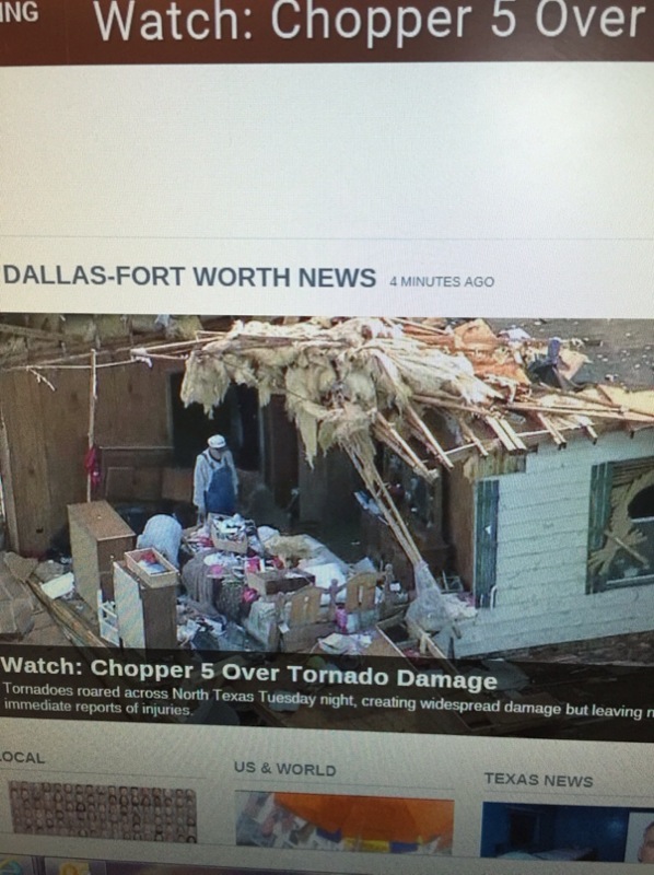 A news picture of Patricia Outlaw's home after the tornado