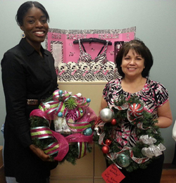 Dr. Angel Robinson, Assistant Professor of Radiology, and Ida Hernandez, UTMB Radiology, received the wreaths on behalf of the department.