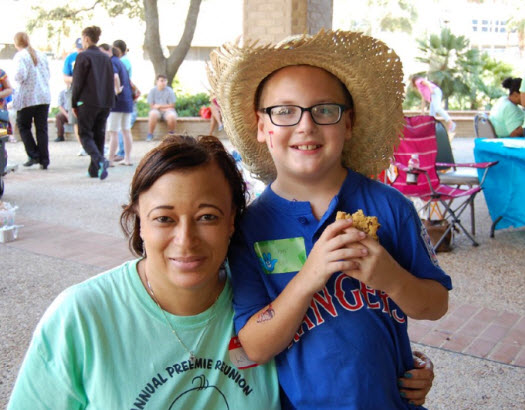 Lavonda Morgan, nurse in the neonatal ICU and president of the Infant Special Care Unit Preemie Reunion committee, and one of her former patients, 10-year-old Kooper Pavlu.