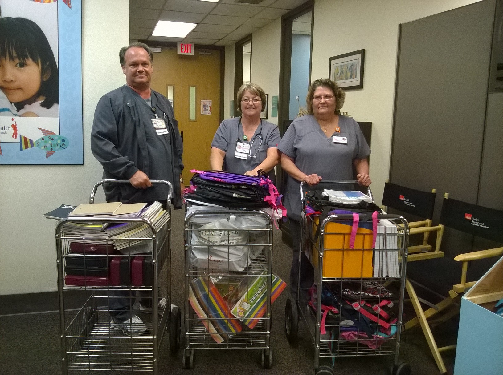 Respiratory Care Services dropping off schools supplies