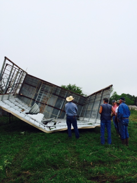 Vicky Easter's damaged goat barn 