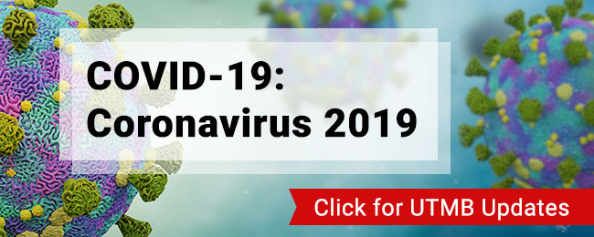 updated COVID graphic linking to UTMB coronavirus site