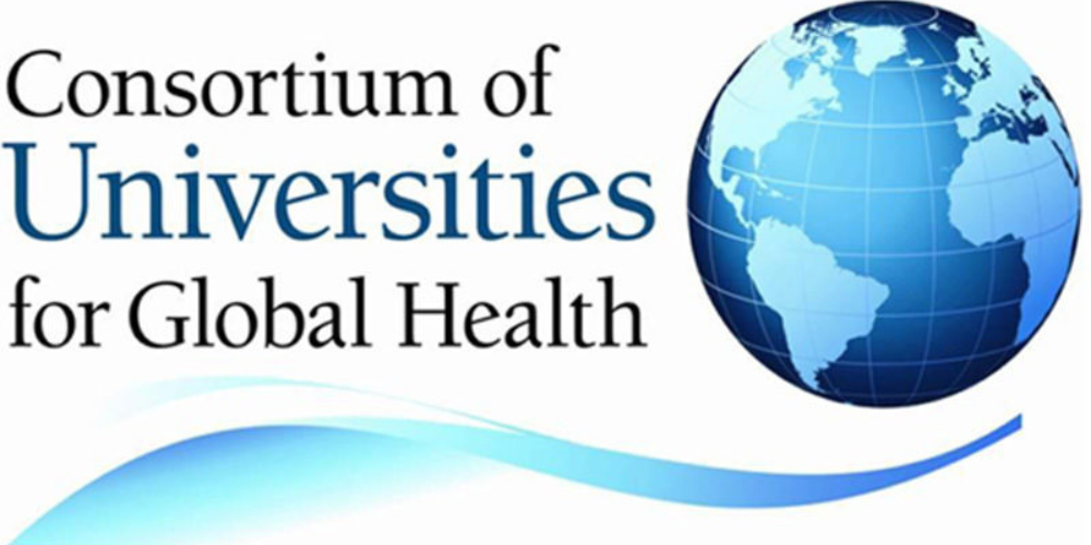 logo of organization with a globe and named as consortium of universities for global health