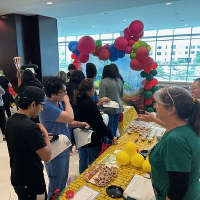 Image of people in line for food
