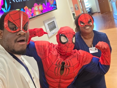 Image of people dressed as Spiderman