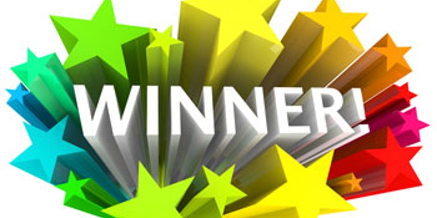 Image with colorful stars that says winner