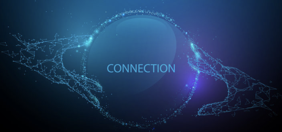 Blue image of the word connection