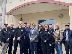 Dr. Muhammad Raja visit with the Galveston County Emergency Services District #2 crew  in Bolivar