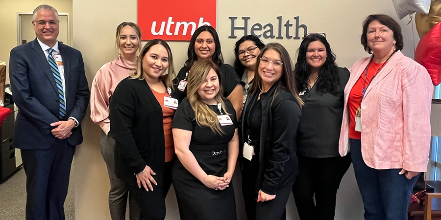 Pictured are STAR Squad staff, back row from left: VP, Ambulatory Operations, Pete Gutierrez; Lindsay Davis; Jeanette Correa; Sandra Salazar; Karina Suarez; and Sharon Chapman; front row from left: Marisol Gomez, Eileen Garza and Vanessa Phillips.