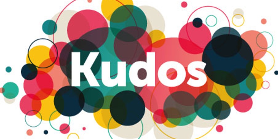 Colorful graphic with the word kudos