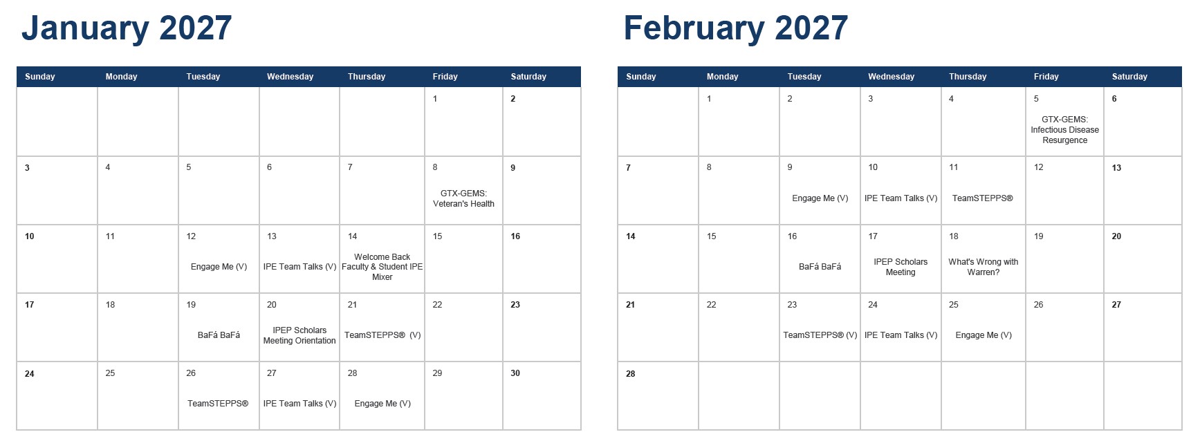 IPE January and February 2027