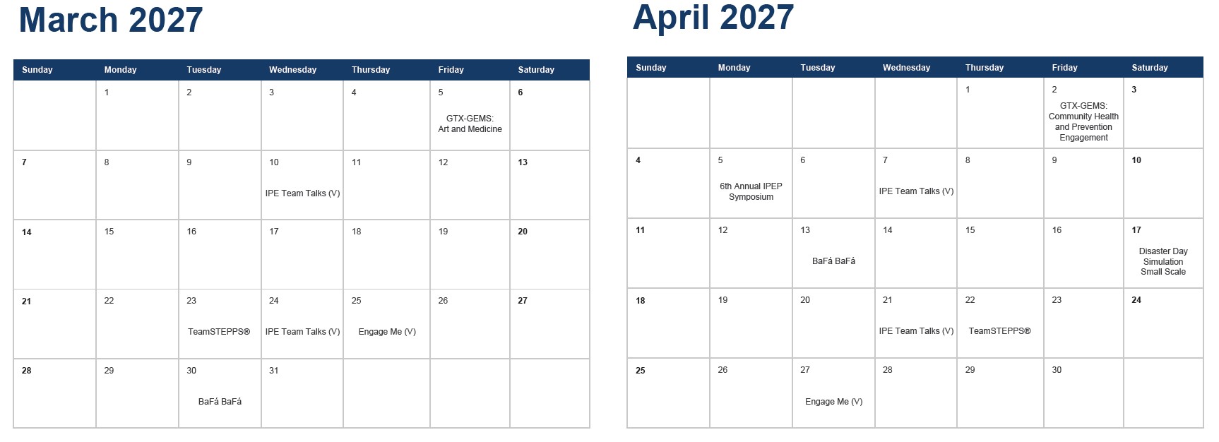 IPE March and April 2027