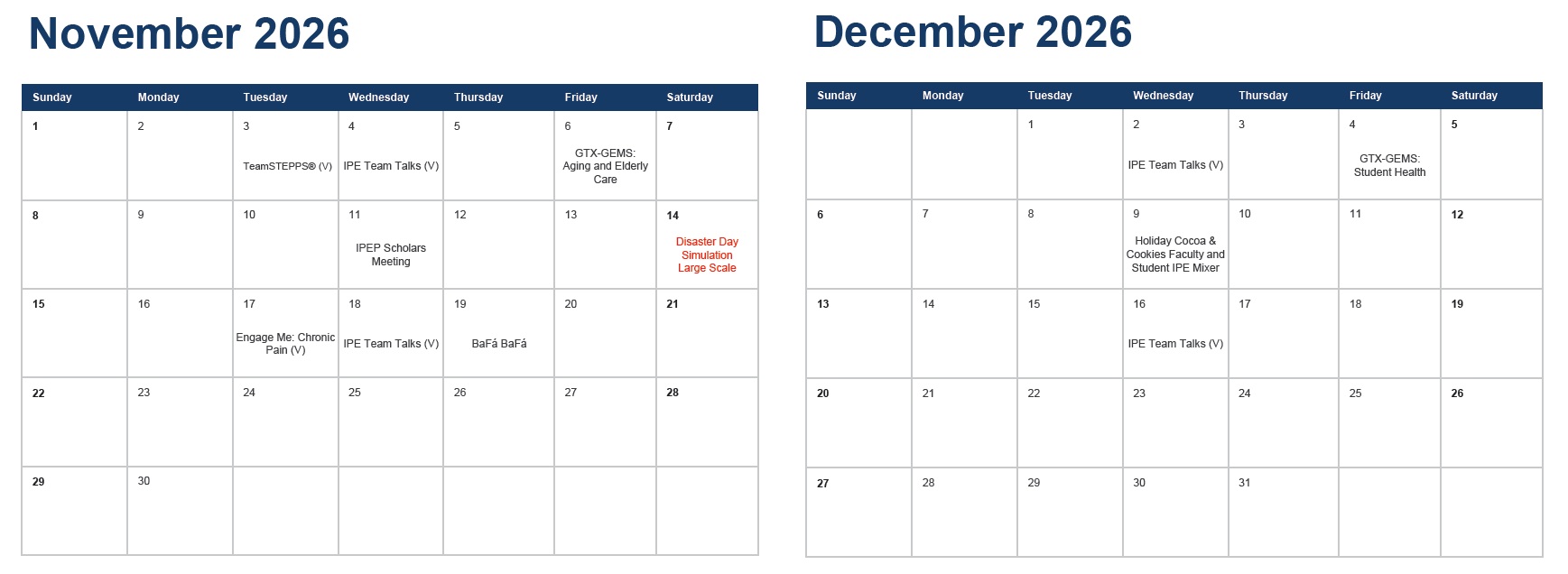 IPE November and December 2026