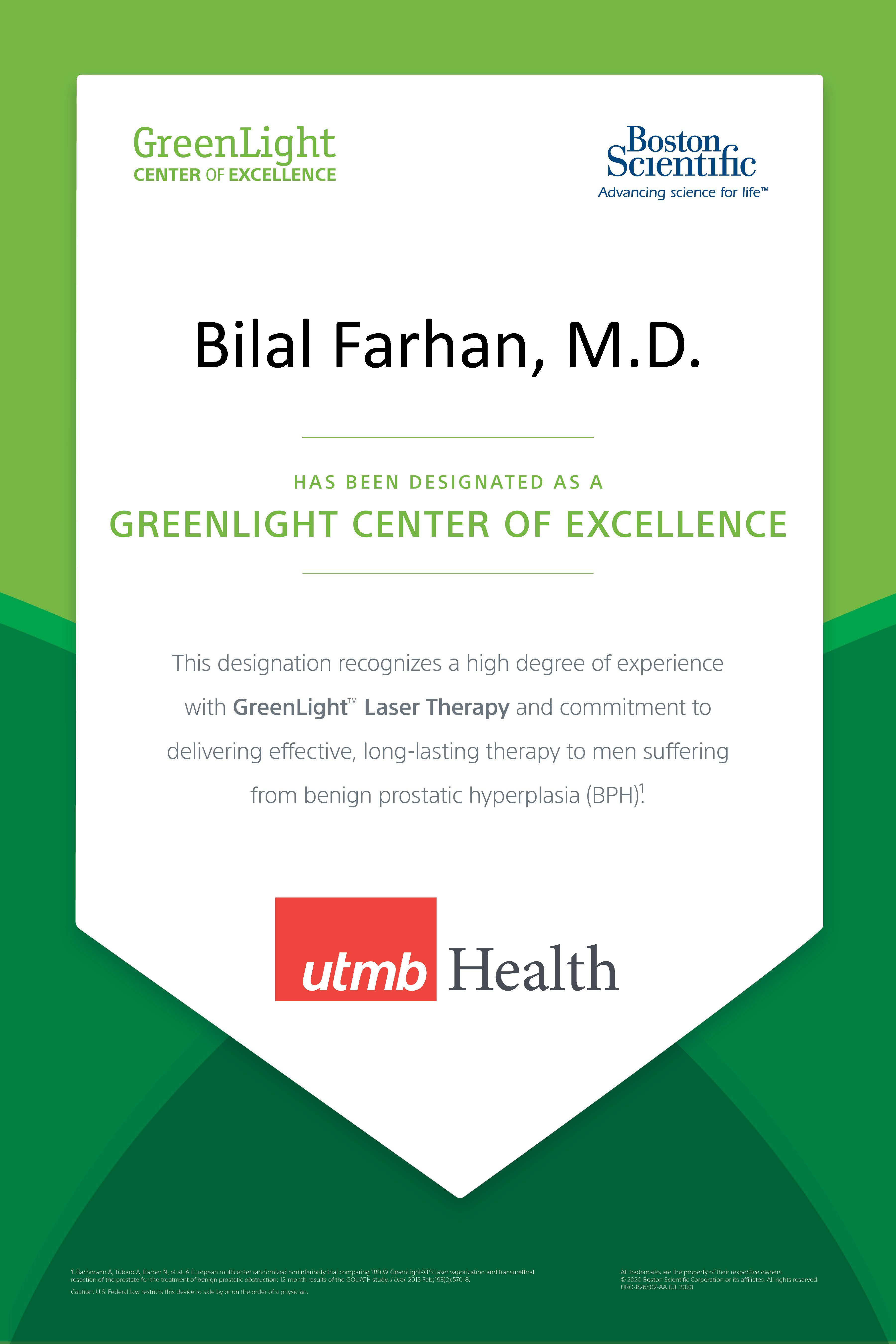 GreenLight COE Poster - Dr. Bilal Farhan