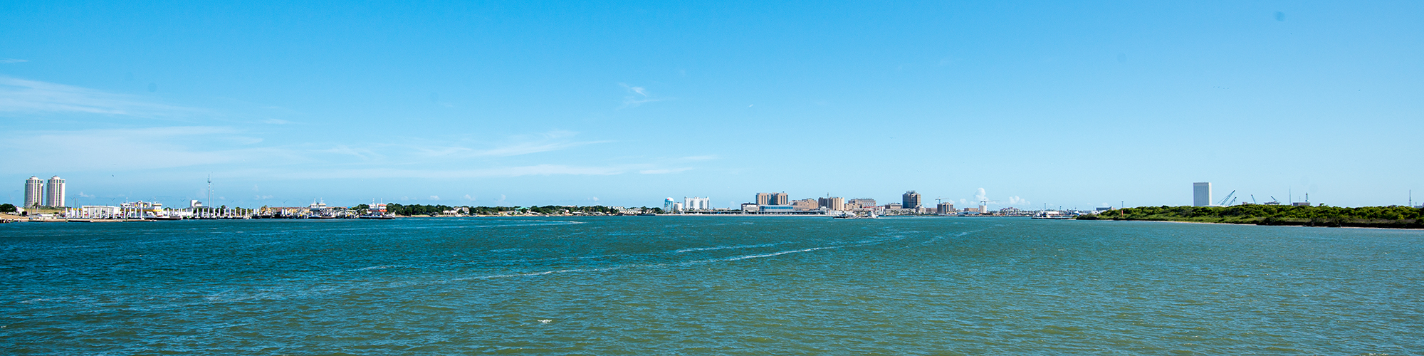 View of Galveston Island from Pelican Island