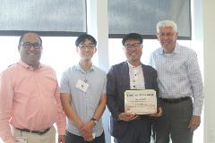 Shown in the photo are Mr. Grimaldo (left), Dr. Jim Le Duc, GNL Director, right, Mr. Lee’s translator and Mr. Lee.