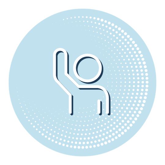 icon showing a person raising their hand