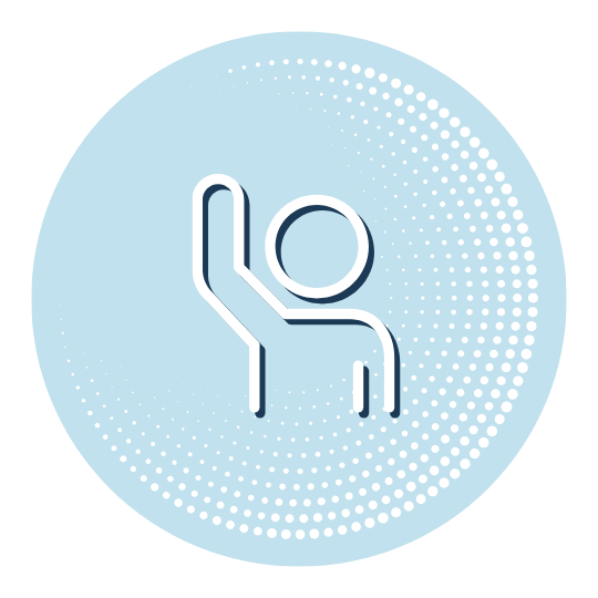 icon showing a person raising their hand