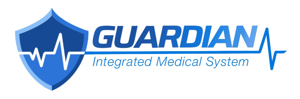 Logo featuring a blue shield with a white electrocardiogram line, the word ‘GUARDIAN’ in bold blue letters, and the tagline ‘Integrated Medical System’ beneath it.