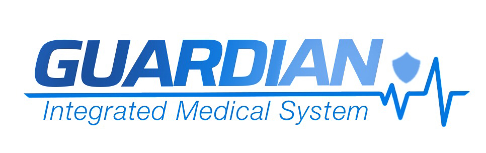 Logo with the text ‘Guardian Integrated Medical System’ and a heartbeat line ending in a shield.