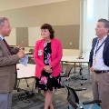 SHP Dean Brown speaking with Dr. Fingerhut and Dr. Reistetter