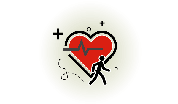 Icon graphic heart with person walking