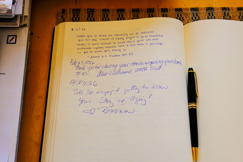 Ulli Budelmann a book and pen with hand-written, dated inscriptions