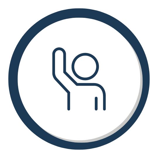 graphic showing a person raising their hand