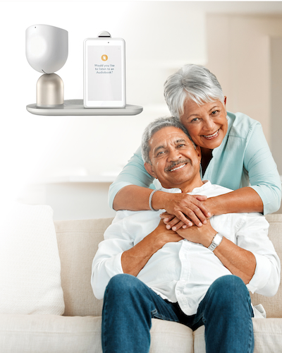 companion robot and pair of older adults at home