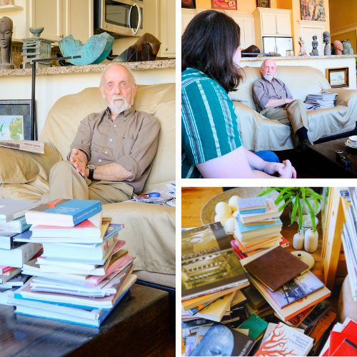 photos of a medical student interviewing an older adult