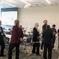 group of faculty mingling