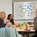 faculty and staff discussing research