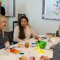 faculty and staff discussing research