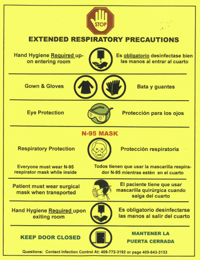 Screenshot of Extended Respiratory Precautions document